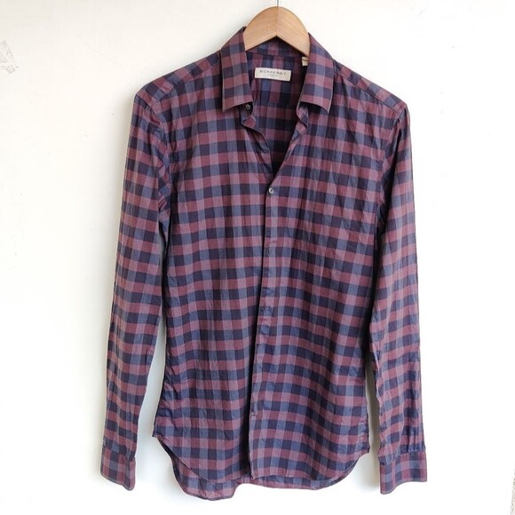Burberry London Blue and Red Check Button Down Shirt Size Small - Picture 1 of 13